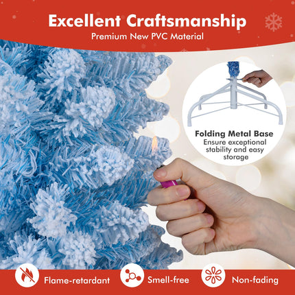 Goplus 6/7 FT Blue Gradient Snow Flocked Christmas Tree