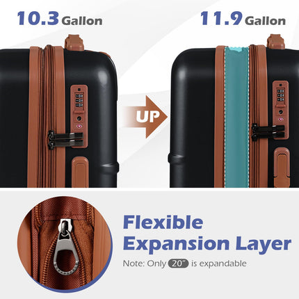 Goplus 20in/24in/28in PC+ABS Hard Shell Suitcase Set with TSA Lock | 3 Piece Luggage Set