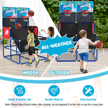 Goplus Kids Basketball Arcade Game, Dual Shot Basketball Game for 2 Players with 4 Balls & Inflation Pump - GoplusUS