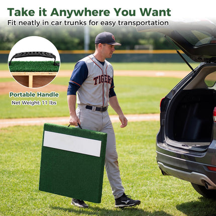 Goplus 27" x 27" x 4" Pitching Mound with Baseball Carry Handle & Anti-Fade Turf