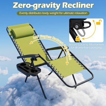 Goplus Zero Gravity Chairs Set of 1/2 Portable Patio Recliners