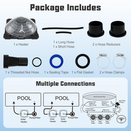 Goplus Solar Pool Heater Above Ground with Rotatable Hose Connectors and Foldable Legs