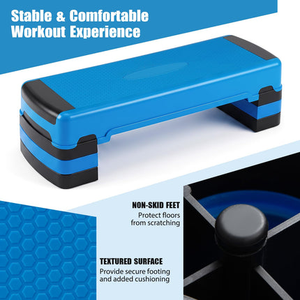 Goplus 35.5" Aerobic Step Platform w/4 Risers | 3-Level Adjustable Exercise Stepper