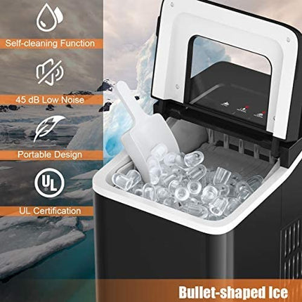 Ice Maker Machine for Countertop, Bullet-Shaped Ice Cubes Ready in 8 Mins