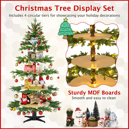 Goplus 6.4 FT Pre-Lit Artificial Christmas Tree with 360° Rotatable Base