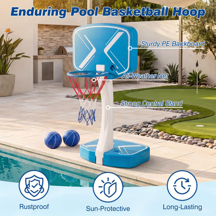 Goplus 2-in-1 Pool Basketball Hoop & Volleyball Net | Swimming Pool Ball Game Set