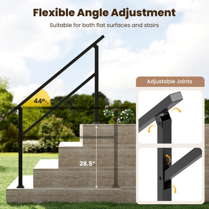 Goplus Handrail for Outdoor Steps Metal Hand Rail Fits 0-4 Steps