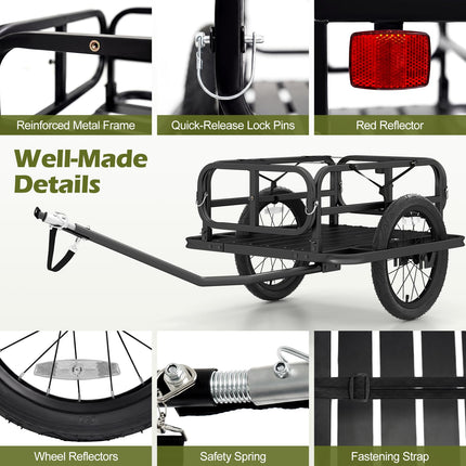 Goplus Heavy-Duty Bike Cargo Trailer with Universal Hitch & 16” Large Tires