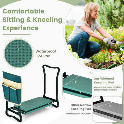 Folding Garden Kneeler Bench Heavy Duty Gardener Kneeling Pad Cushion