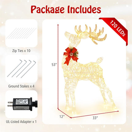 Goplus Lighted Christmas Reindeer | 4.4 FT Pre-Lit Xmas Holiday Decoration