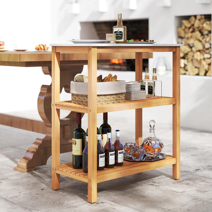 Goplus Patio Wooden Sideboard Kitchen Buffet Organizer for Backyard Garden