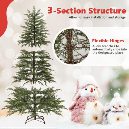 Goplus 6.5FT / 7.5FT Pre-Lit Artificial Christmas Tree | Hinged Sparse Xmas Fir Tree