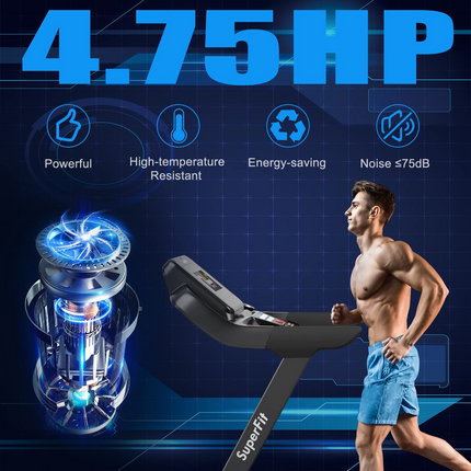 Goplus 4.75HP Folding Treadmill with 15% Auto Incline and APP, Commercial Heavy Duty Superfit Treadmill with 20 Preset Programs - GoplusUS