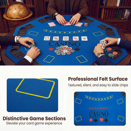 Goplus 48" Foldable Octagonal Poker Table Top | Portable Poker Mat for Texas Hold'em