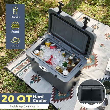 Goplus 20QT Insulated Ice Chest w/Portable Handles & Cup Holders for Drink