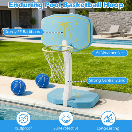 Goplus 2-in-1 Pool Basketball Hoop & Volleyball Net w/Weighted Base for Summer Outdoor Party