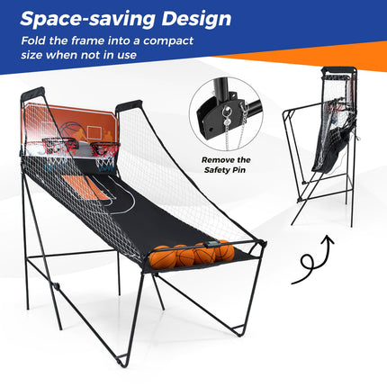 Goplus Foldable Dual Shot Basketball Arcade Game w/LCD Scoreboard 8 Game Modes