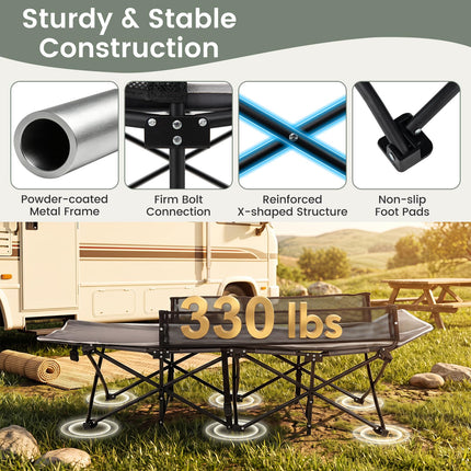 Goplus Foldable Kids Camping Cot | Portable Trave Cot Bed with Guardrail for Outdoor Indoo