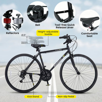 Goplus Hybrid Bike 18-Speed 700C Urban Commuter Bicycle with Shimano Drivetrain