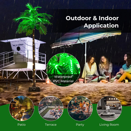 Goplus 6FT Artificial Lighted Palm Tree, Outdoor Light Up Tropical Palm Trees with 309 LED Lights
