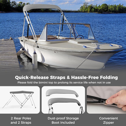 Goplus 3-Bow Bimini Top Pontoon Jon Boat Cover