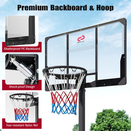 Goplus Foldable Basketball Hoop, 10 FT Stepless Adjustable Basketball Goal System w/Fillable Base