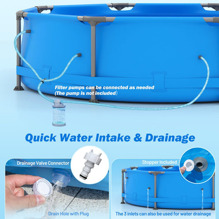 Goplus 8.5'x6'x26'' Metal Frame Above Ground Swimming Pool( 10' Round 1158 Gal )