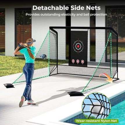 Goplus Golf Cage Practice Hitting Net 10'x7.4' Golfer Training Net