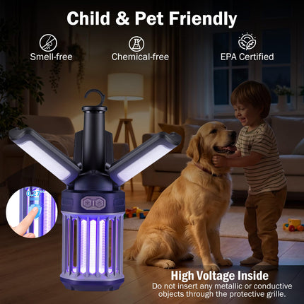 Goplus Outdoor Bug Zapper with Foldable Camping Lantern USB-C Rechargeable