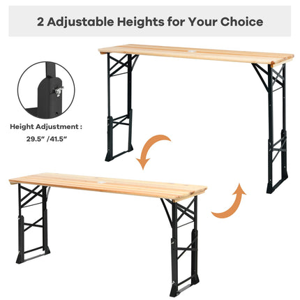 Goplus Folding Picnic Beer Table, Outdoor Camping Table - GoplusUS