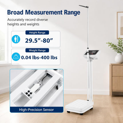 Goplus Height and Weight Scale with Height Rod | Digital Physician Scale with 400 lbs Capacity