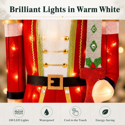 Goplus 5 FT Nutcracker Christmas Decor Outdoor with 100 LED Lights
