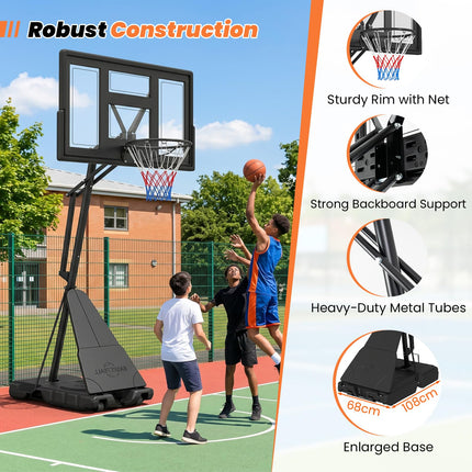 Goplus 7.7-10 FT Height Adjustable Tool-Free Basketball Goal System with 43 Inch PC Backboard