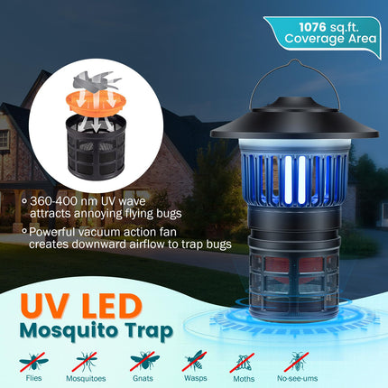 Goplus Outdoor Fly Trap with Light Rechargeable Electric Bug Catcher & Killer
