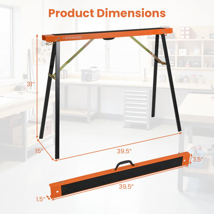 Goplus Saw Horses 2 Pack | Portable Heavy-Duty Galvanized Metal Power Tool Stand