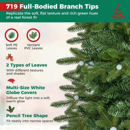Goplus 6.3 ft Smart Pre-Lit Pencil Christmas Tree with Remote & APP