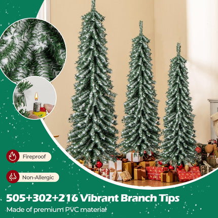 Goplus 4' 5' 6' Pre-Lit Artificial Christmas Tree Set of 3 for Seasonal Office Home Decor