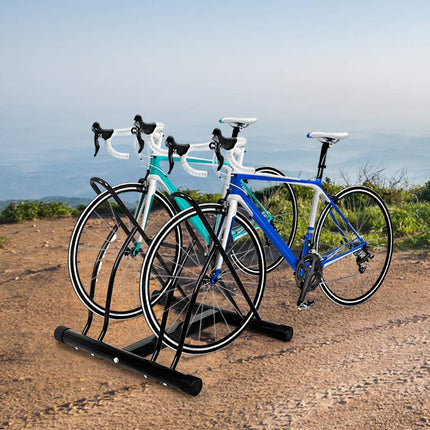 Two Bicycle Bike Stand Rack Cycling Rack Floor Storage Organizer