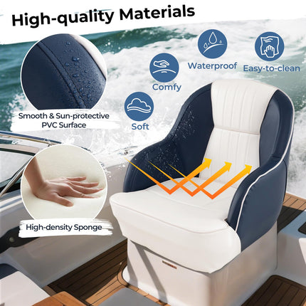Goplus Pontoon Boat Seat with Thick Cushioned Seat & Luxury Bucket Seat