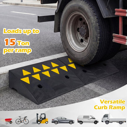 Goplus 2 Pcs Heavy-Duty Rubber Curb Ramp 15 Ton Load Capacity 5" Rise