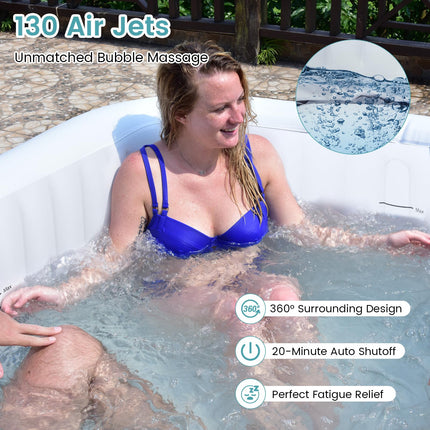 Goplus Inflatable Hot Tub, Blowup Pool Hottub, Portable Outdoor Water SPA