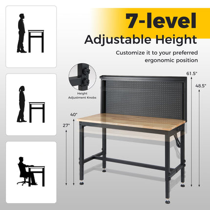 Goplus 48" Workbench with AC/USB Outlets and Pegboard 2000 LBS Work Bench