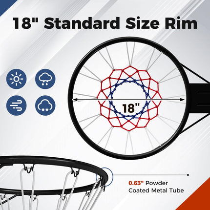 Goplus 18" Replacement Basketball Rim Wall Door Mounted Basketball Hoop