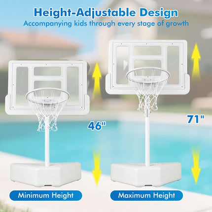 Goplus Pool Basketball Hoop w/Adjustable Height & 39IN Shatterproof Backboard