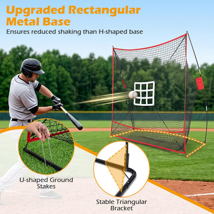 Goplus 7x7.4FT Exatra Large Baseball Practice Net with 2 Strike Zones & Ball Collection Pocket
