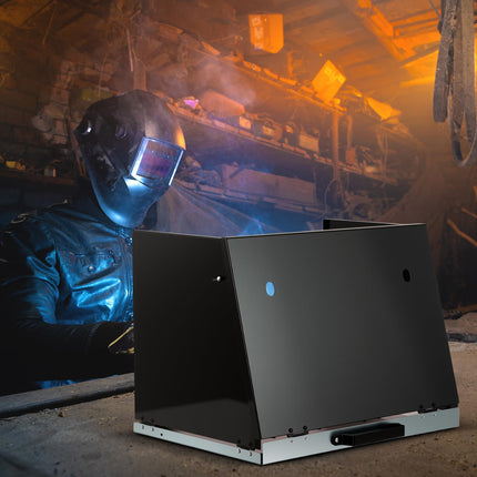 Goplus Folding Welding Table, 17" x 20" Portable Galvanized Metal Work Table with 3 Protective Panels