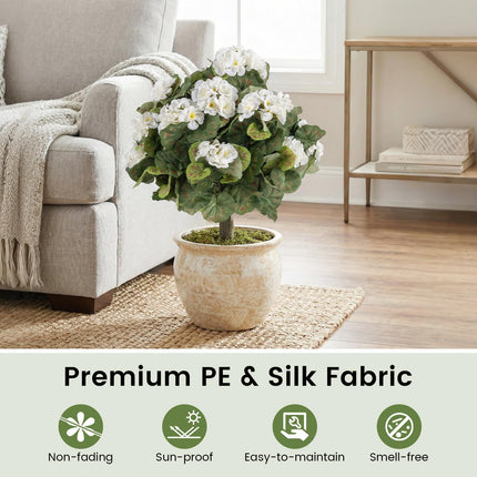 Goplus 22.5” Artificial Begonia Ball Trees Set of 2 with Ground Spikes & 22 Flowers