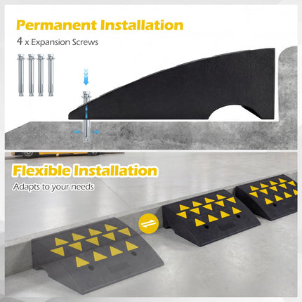 Goplus 2 Pcs Driveway Threshold Ramps with Reflective Triangles (6.3" Rise)
