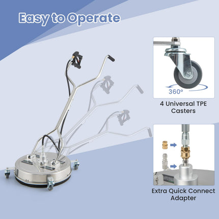 Goplus 20" Pressure Washer Surface Cleaner with 4 Wheels, Dual Handle, Stainless Steel Housing