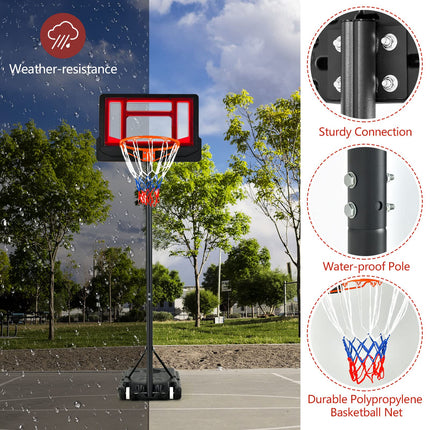 Goplus Portable Basketball Hoop, Basketball Goal with 4.3 FT-8.2 FT Adjustable Height
